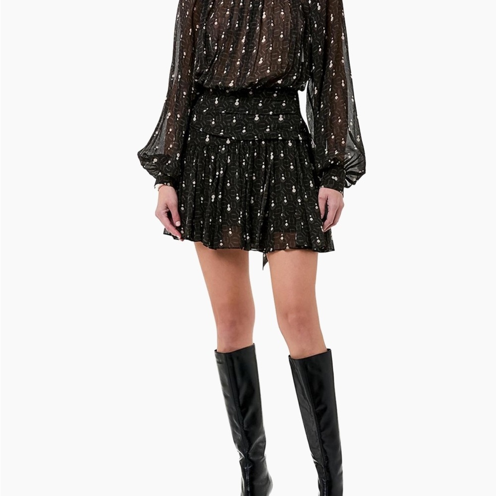 NICHOLAS Black Mini Dress with White Floral Print Cecile dress